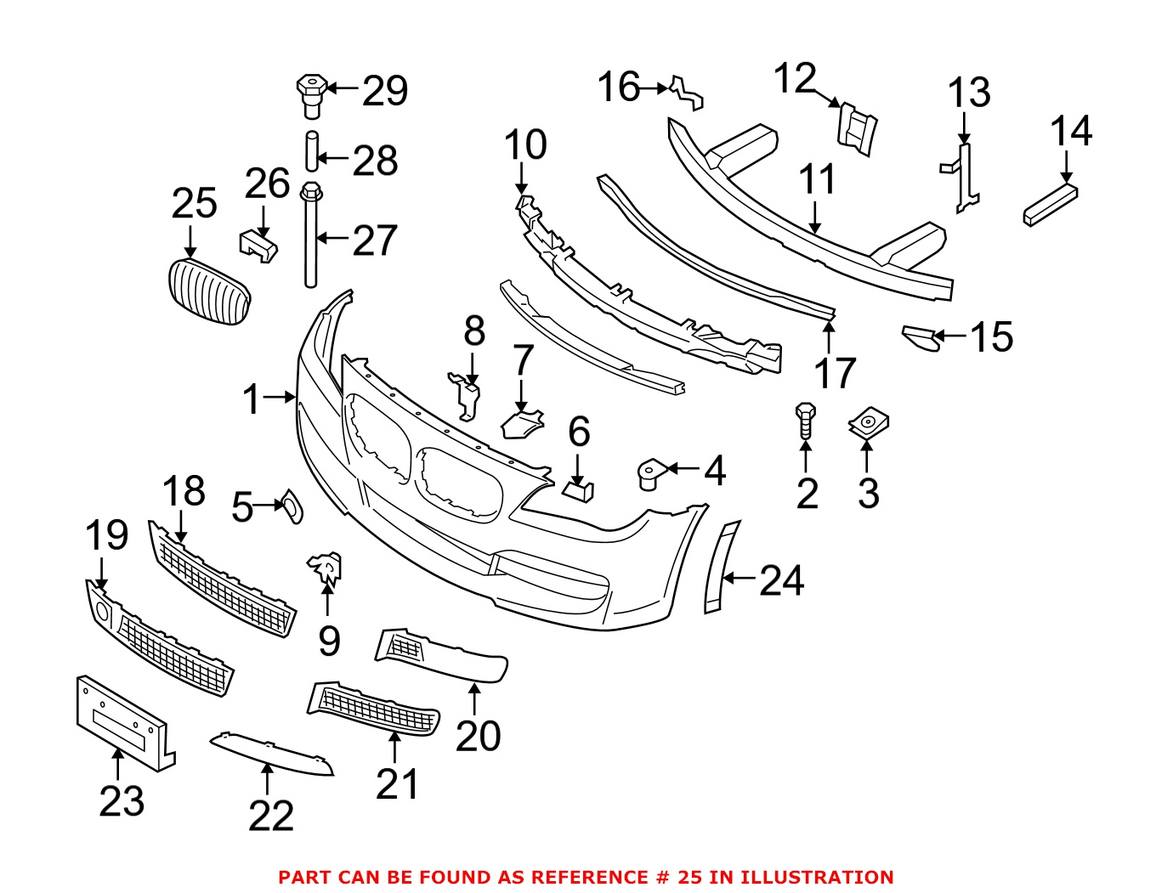 BMW Grille - Front Driver Side Upper 51138035973